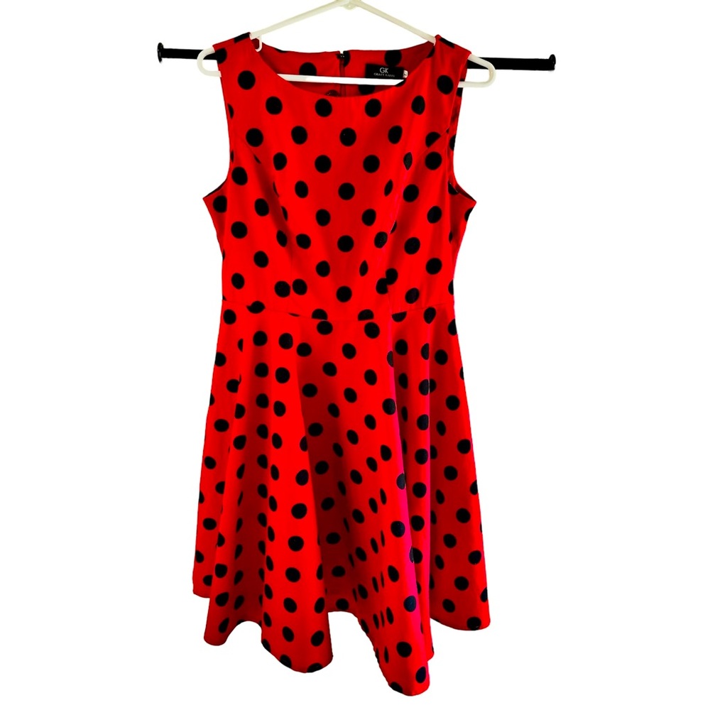 Grace Karin size L Red dress with black polka dots